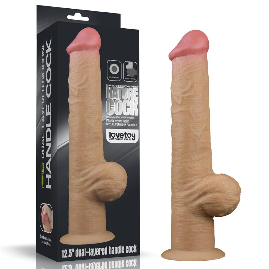 Большой фаллоимитатор - Dual-Layered Handle Cock 12.5" Flesh