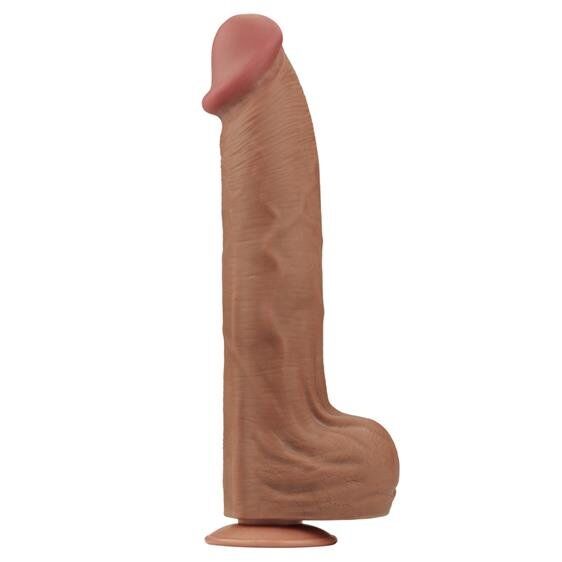 Реалістичний фалоімітатор з рухомою шкірою Sliding-Skin Dual Layer Dong 14" Brown