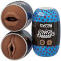 Оригінальний двосторонній мастурбатор у яскравому футлярі Slider Double-Ended Masturbator Mouth and Vagina Brown
