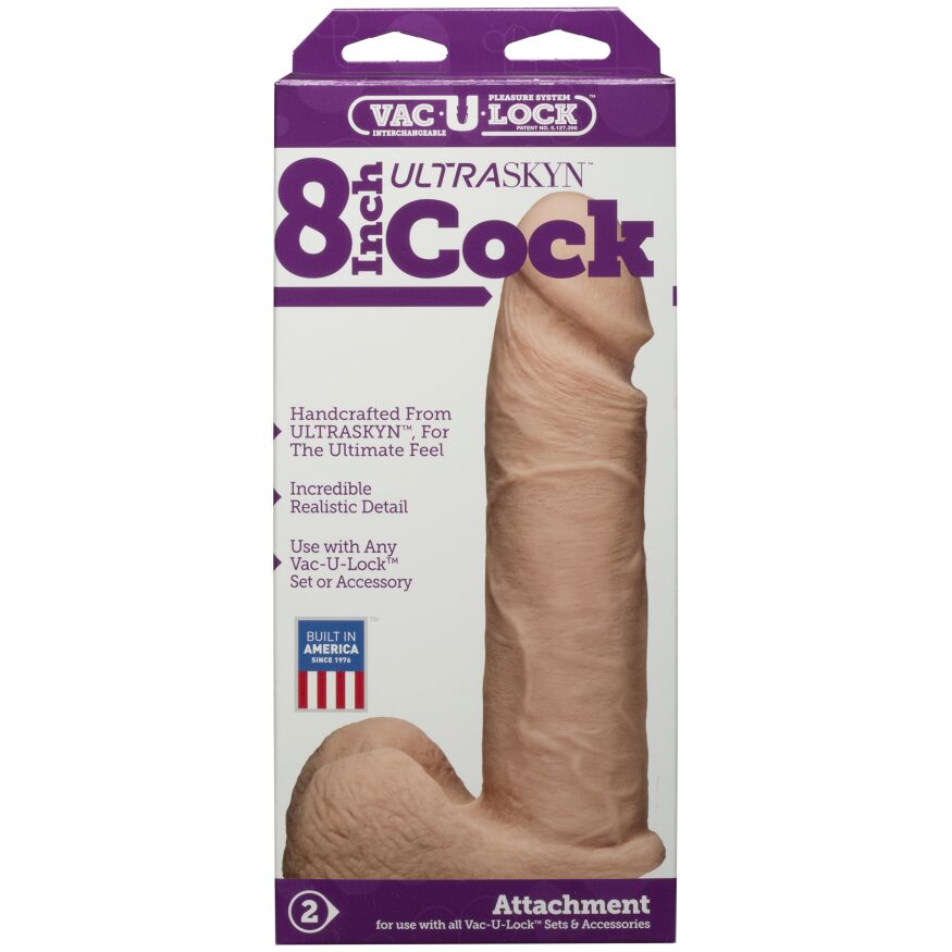 Фаллоимитатор Doc Johnson Vac-U-Lock - 8 Inch ULTRASKYN Cock White, диаметр 5,1см