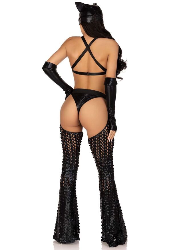 Эротический костюм кошечки-госпожи Leg Avenue Mistress Kitty XS, перчатки, комбинезон, маска