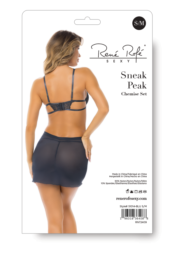 Пеньюар SNEAK PEAK CHEMISE SET BLUE, S/M