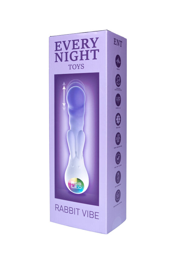 Вибратор-кролик со светодиодом Every Night Toys для точки G, фиолетовый градиент