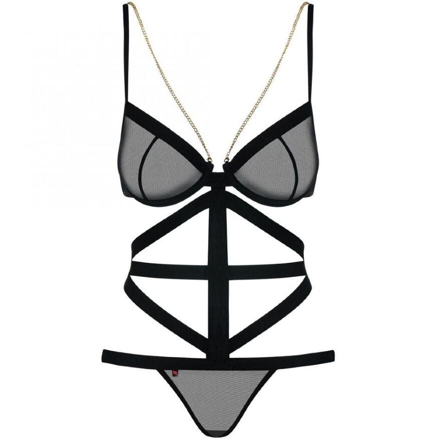 Боди со шлейками черный Obsessive BONDY TEDDY S/M