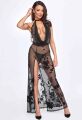 Сукня Noir Handmade F312 Divinity, M, black, прозора, до підлоги, відкрита спина, розріз збоку