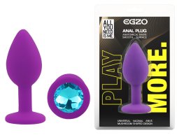 Силіконова анальна пробка EGZO - Silicone Purple Round Plug Aqua, size S