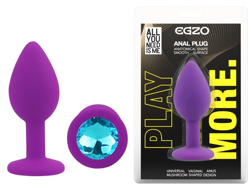 Силіконова анальна пробка EGZO - Silicone Purple Round Plug Aqua, size S