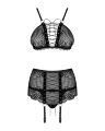 Комплект со шнуровкой и поясом для чулок Obsessive Basitta set Black S/M
