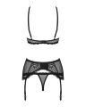 Комплект со шнуровкой и поясом для чулок Obsessive Basitta set Black S/M