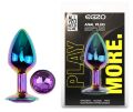 Анальная пробка с кристаллом EGZO - Multicolor Round Plug Purple size S