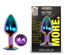 Анальна пробка з кристалом EGZO - Multicolor Round Plug Purple size S