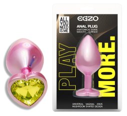 Анальна пробка з кристалом EGZO - Pink Perl Heart Plug Lime, size S