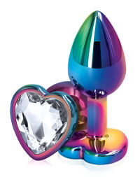 Анальная пробка с кристаллом EGZO - Multicolor Heart Plug Clear size M