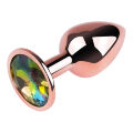 Анальна пробка з кристалом EGZO - Rose Gold Round Plug Rainbow size M