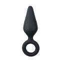  Анальная пробка со стоппером-кольцом Easytoys, силиконовая, черная, 12 х 3.5 см