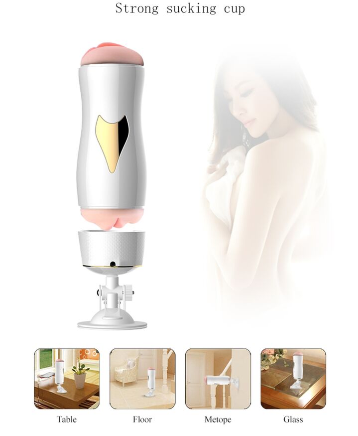 Мастурбатор с двумя входами на присоске Boss Series: Vibrating Masturbation Cup White, BS6300055