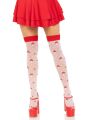 Чулки Leg Avenue Polka Dot Mushroom Thigh Highs, One Size, бело-красные, на резинке, рисунок — грибочки