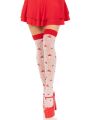 Чулки Leg Avenue Polka Dot Mushroom Thigh Highs, One Size, бело-красные, на резинке, рисунок — грибочки