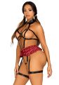 BDSM-костюм учениці Leg Avenue Harness teddy &amp; skirt S Black, портупея, мініспідниця, екошкіра