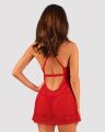 Прозора сорочка бебі-дол Obsessive Lacelove babydoll &amp; thong M/L Red, мереживо, стрінги