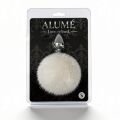 Анальная пробка ALUME, S, металлическая серебристая с белым пушком, 7 х 2,8 см