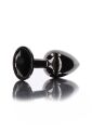 Анальная пробка L черная металлическая с черным камнем Butt Plug With Diamond Jewel Taboom
