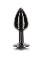 Анальная пробка L черная металлическая с черным камнем Butt Plug With Diamond Jewel Taboom