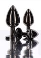 Анальная пробка L черная металлическая с черным камнем Butt Plug With Diamond Jewel Taboom