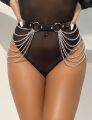 Пояс чорний Star Night Dark Punk із сріблястими ланцюжками, One Size