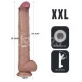 Фалоімітатор Lovetoy Dual Layered Bendable Silicone Cock XXL 36,8 см — гнучкий, реалістичний, на присосці, мулат