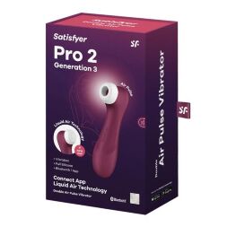 Роскошный смарт симулятор орального секса для женщин Satisfyer Pro 2 Generation 3 With Liquid Air Wine Red