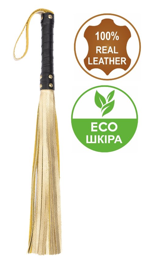 Флогер з комбінованої шкіри Flirty COMBO Leather - Black &amp; Gold, BM-00016