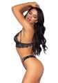 Еротичний комплект зі стрепами та стразами Leg Avenue Ready Or Not S Black, бра + стрінги