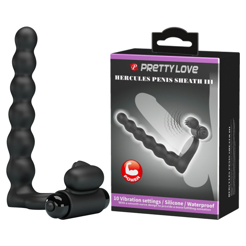 Насадка на член для подвійного проникнення Pretty Love Hercules Penis Sheath III Black
