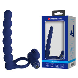Насадка для подвійного проникнення Pretty Love Vibro Cock Ring Blue