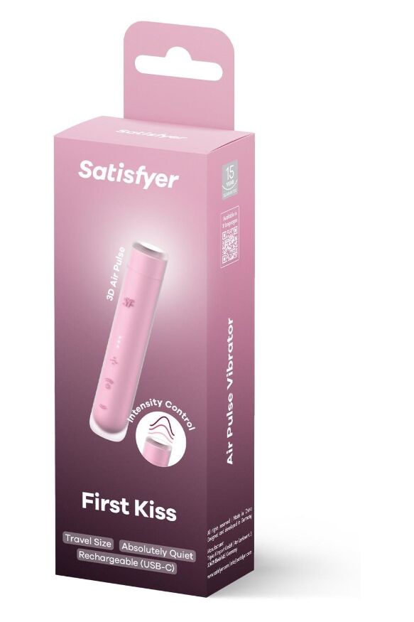 Вакуумный стимулятор Satisfyer First Kiss для клитора, розовый, 12.5 х 2.5 см