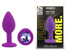 Силіконова анальна пробка EGZO - Silicone Purple Round Plug Amethyst, size S