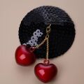Пестисы на соски с колокольчиками в форме вишен UPKO Water Chiming Bells, черно-красные