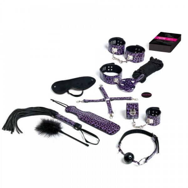Набор БДСМ  10 предметов Master &amp; Slave, Purple Leopard