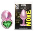 Анальна пробка з кристалом EGZO - Pink Perl Heart Plug Green, size S