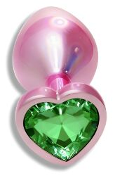 Анальна пробка з кристалом EGZO - Pink Perl Heart Plug Green, size S