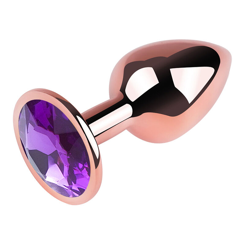 Анальна пробка з кристалом EGZO - Rose Gold Round Plug Purple size M