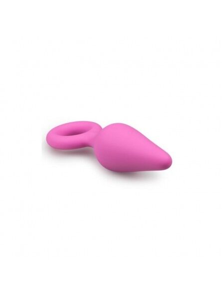 Анальная пробка со стоппером-кольцом Easytoys, силиконовая, розовая, 12 х 3.5 см
