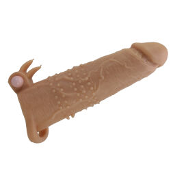 Удлиняющая насадка с вибростимуляцией Pretty Love - Quillon Vibrating Penis Sleeve Skin, BI-026281Z
