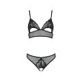Комплект Passion Christa Set black S/M: браллет с ажурным лифом и открытыми трусиками