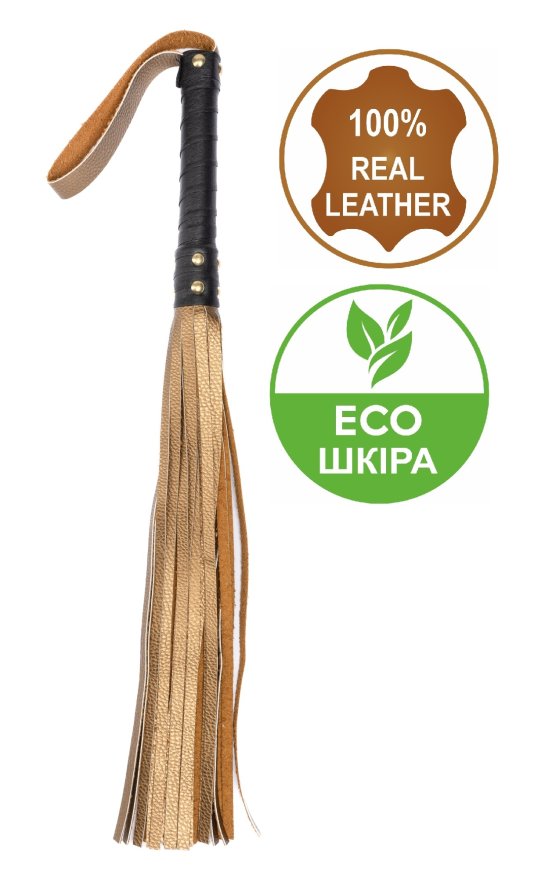 Флогер з комбінованої шкіри Flirty COMBO Leather - Black &amp; Bronze, BM-00017