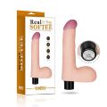 Вібратор із мошонкою Lovetoy Reel Softee Flesh на батарейках, бежевий