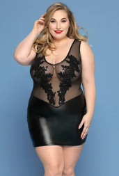 Платье с полупрозрачным верхом и вышивкой XL/XXL