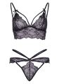 Еротичний комплект зі стрепами та стразами Leg Avenue Ready Or Not M Black, бра + стрінги