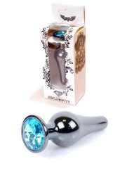 Анальна пробка - Jewellery Dark Silver Long Plug Light Blue